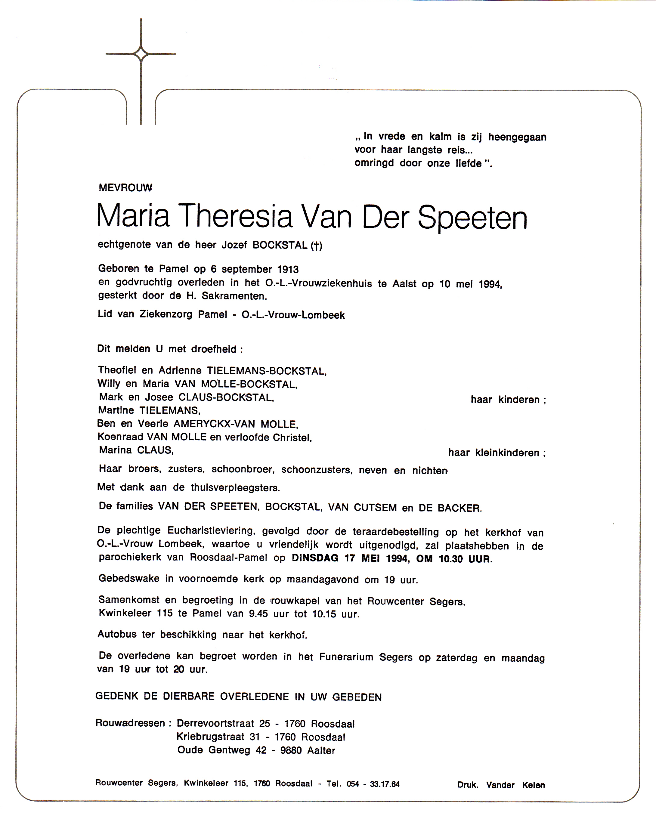 Van der Speeten Maria Theresia  