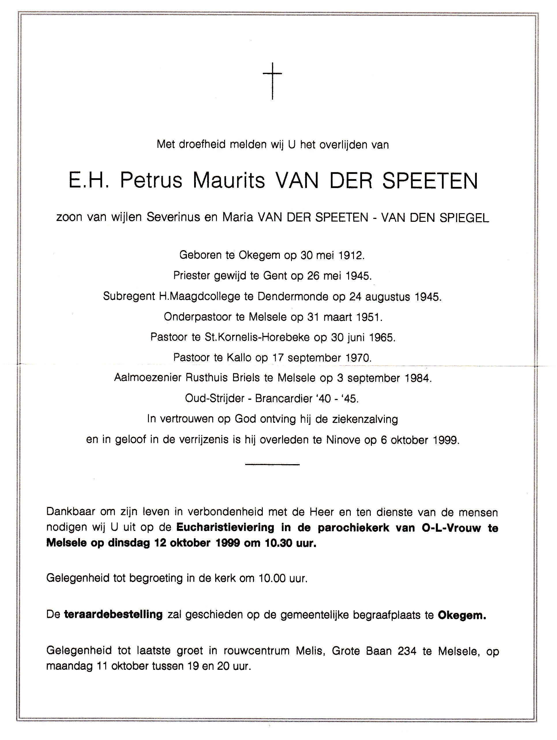 Van der Speeten Petrus Maurits   