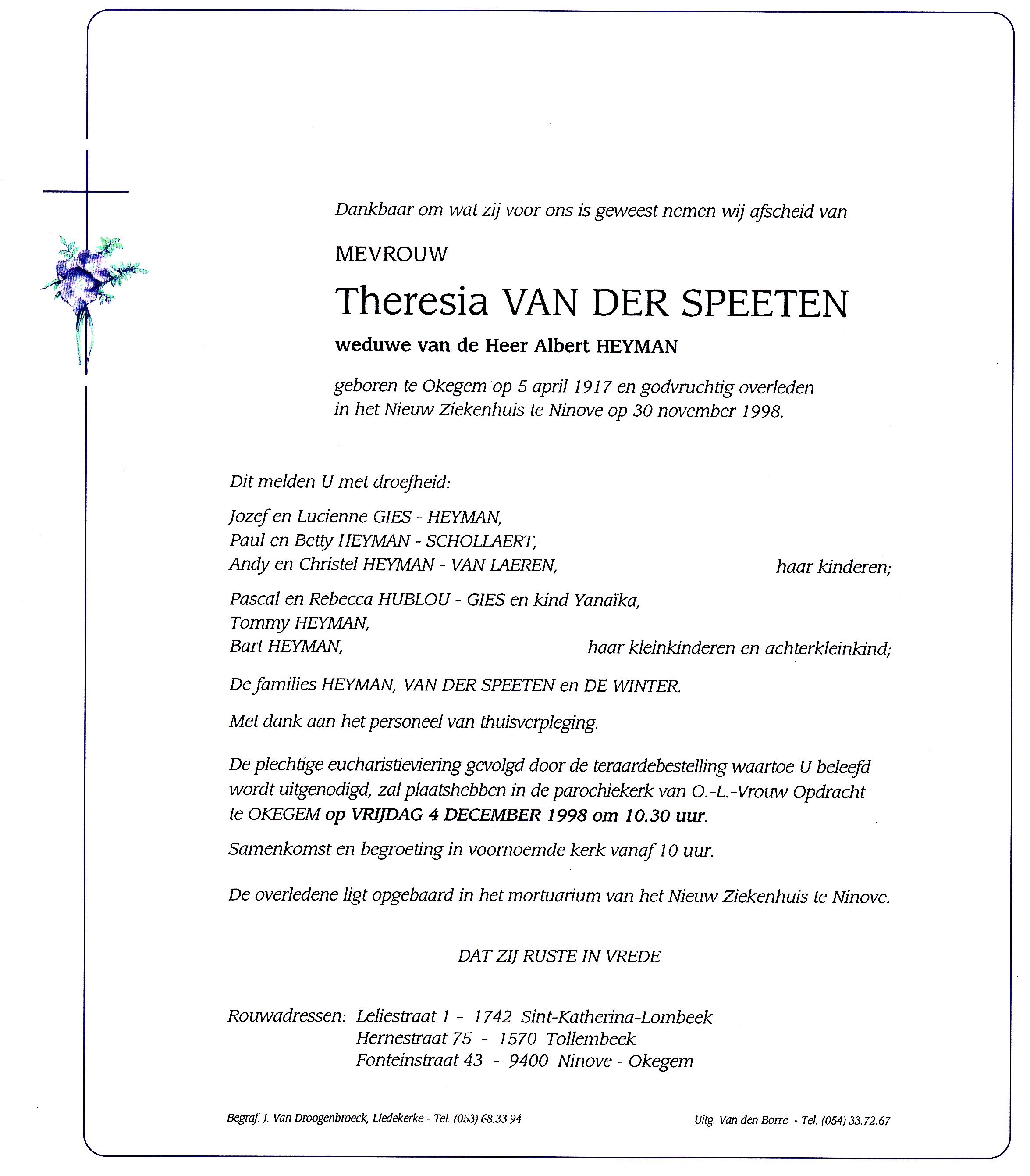 Van der Speeten Theresia   