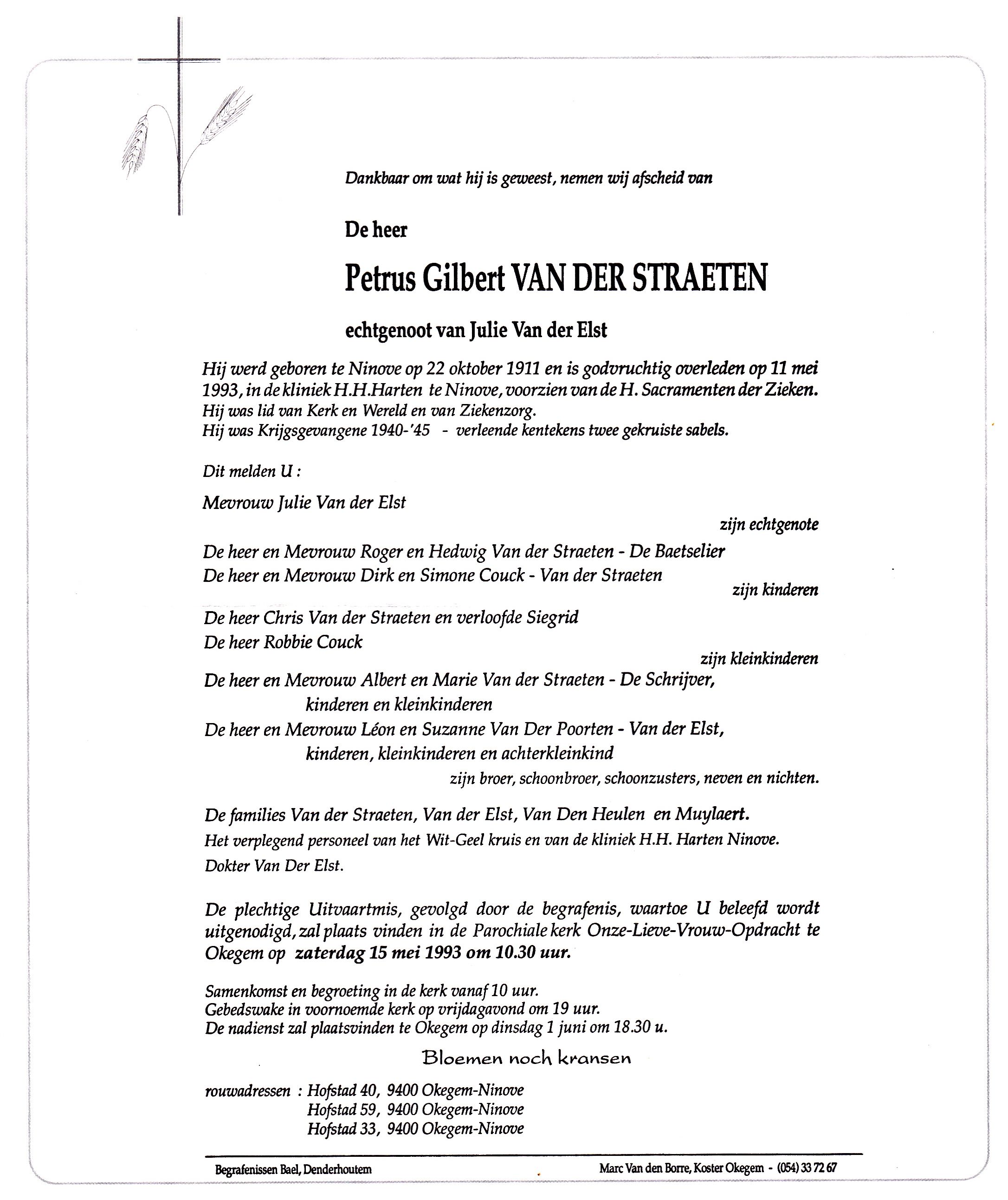 Van der Straeten Petrus Gilbert  