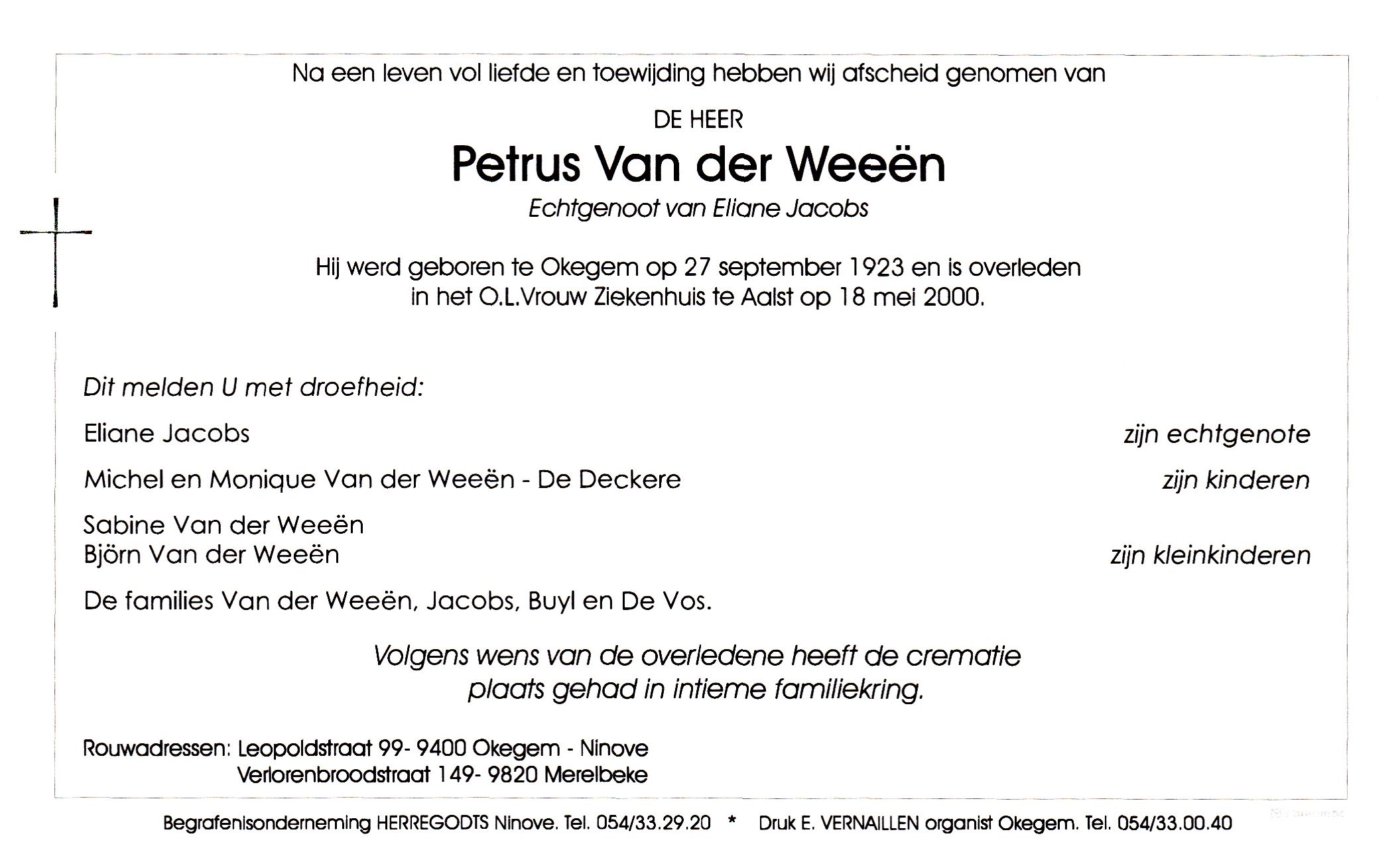 Van der Weeën Petrus   