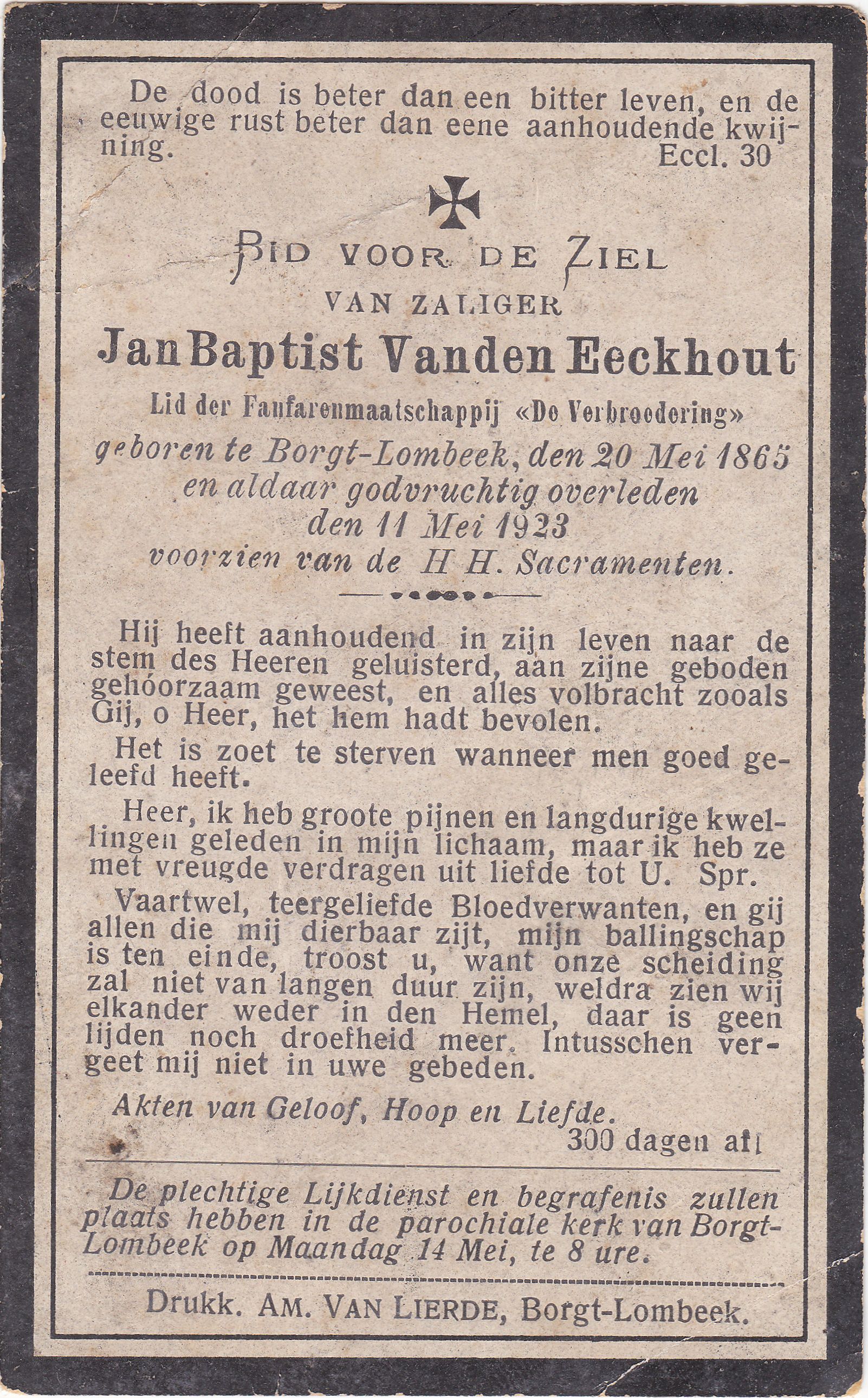 Vanden Eeckhout Jan Baptist