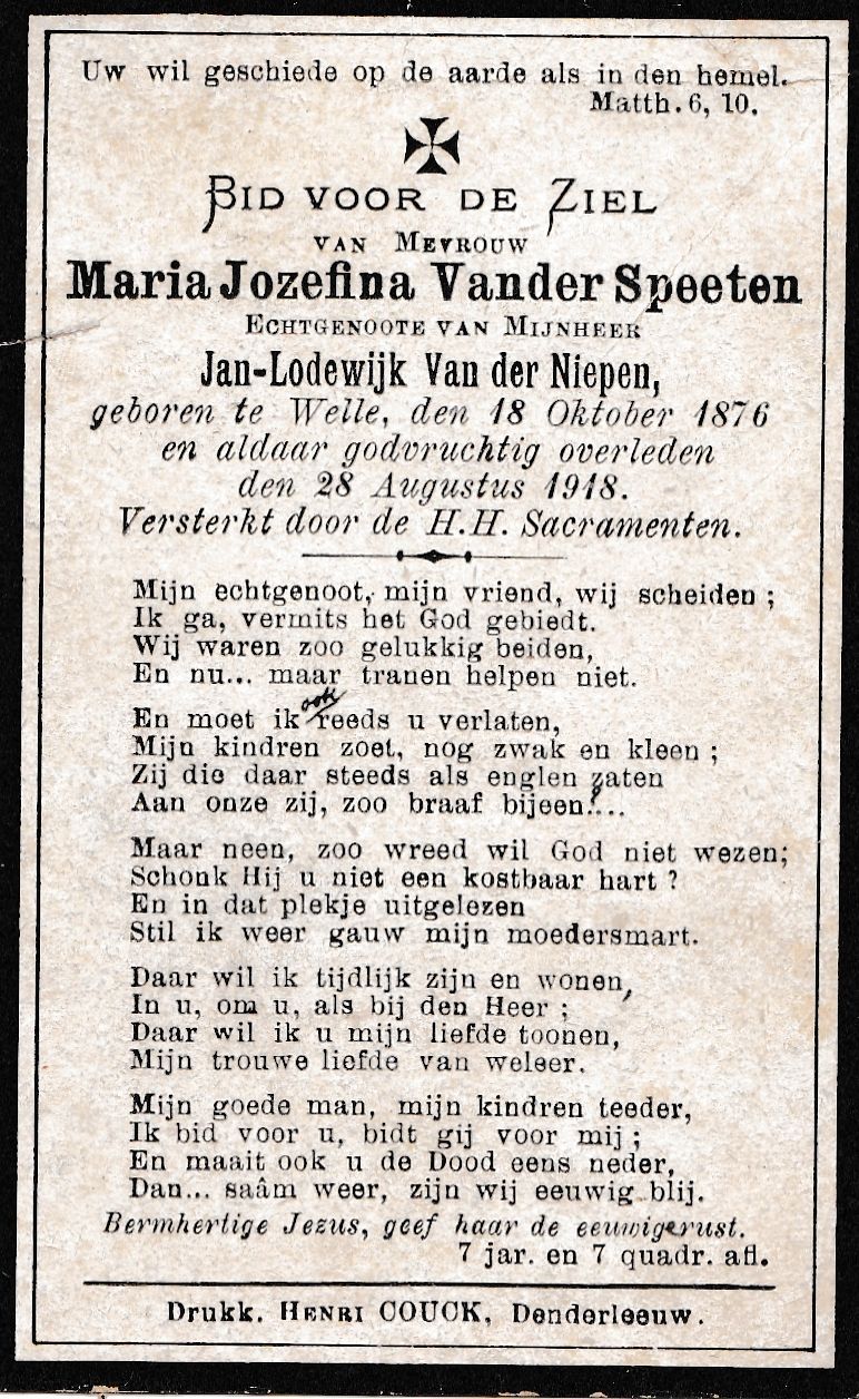 Vander Speeten Maria Jozefina