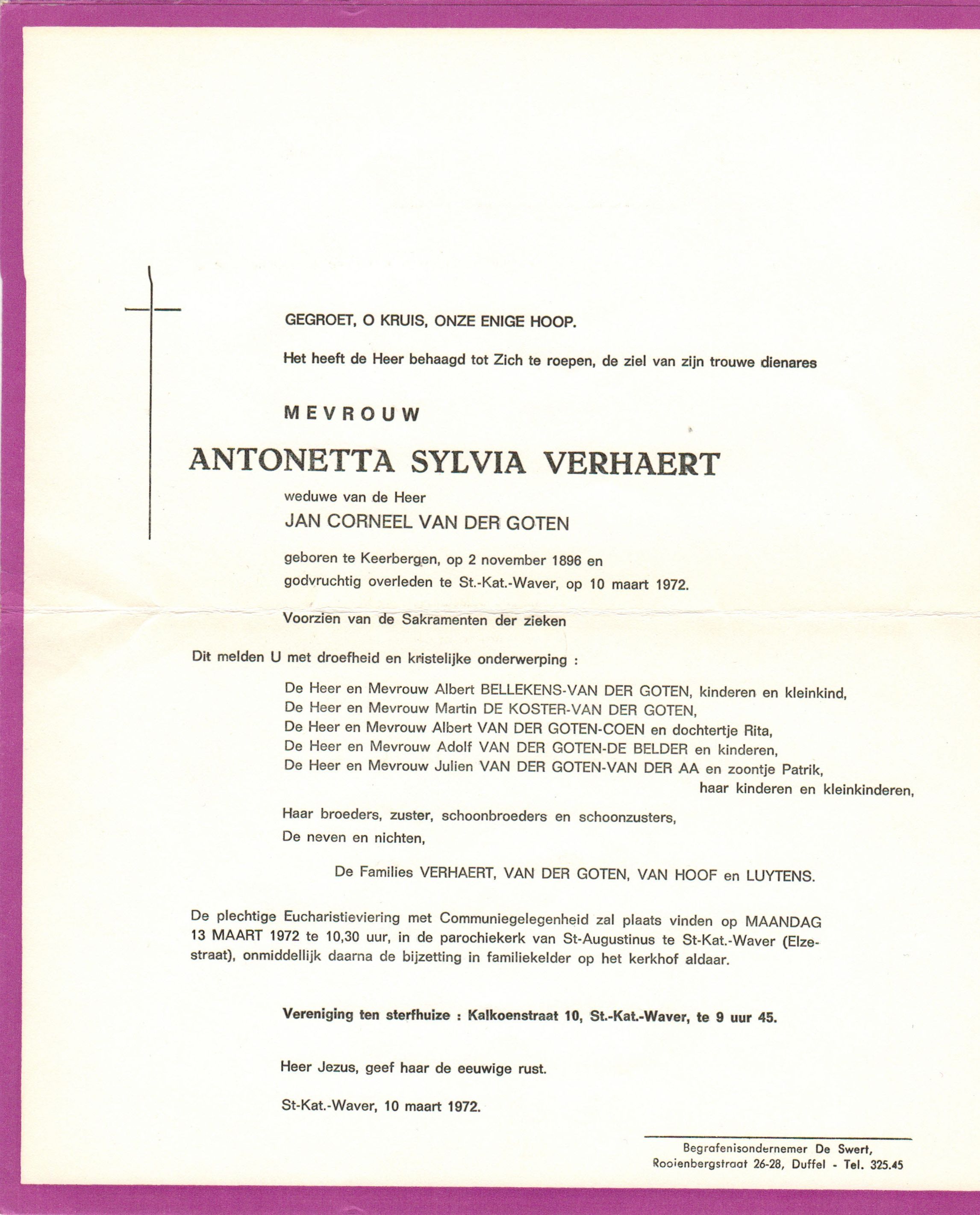 Verhaert Antonetta Sylivia